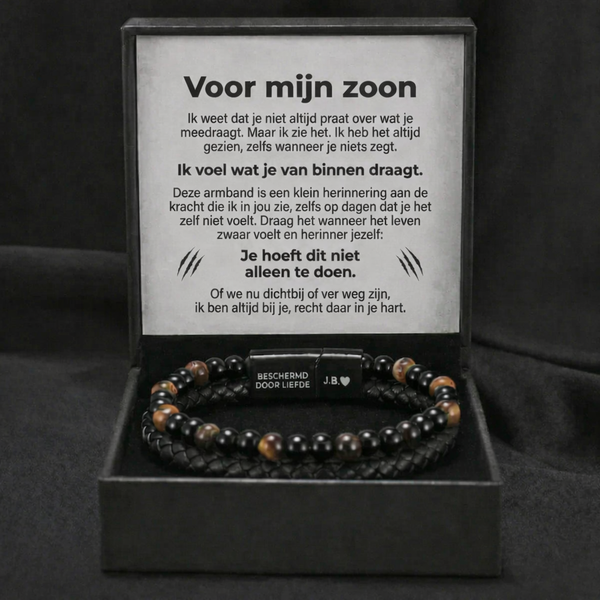 Schild voor mijn zoon – Tijgeroogarmband