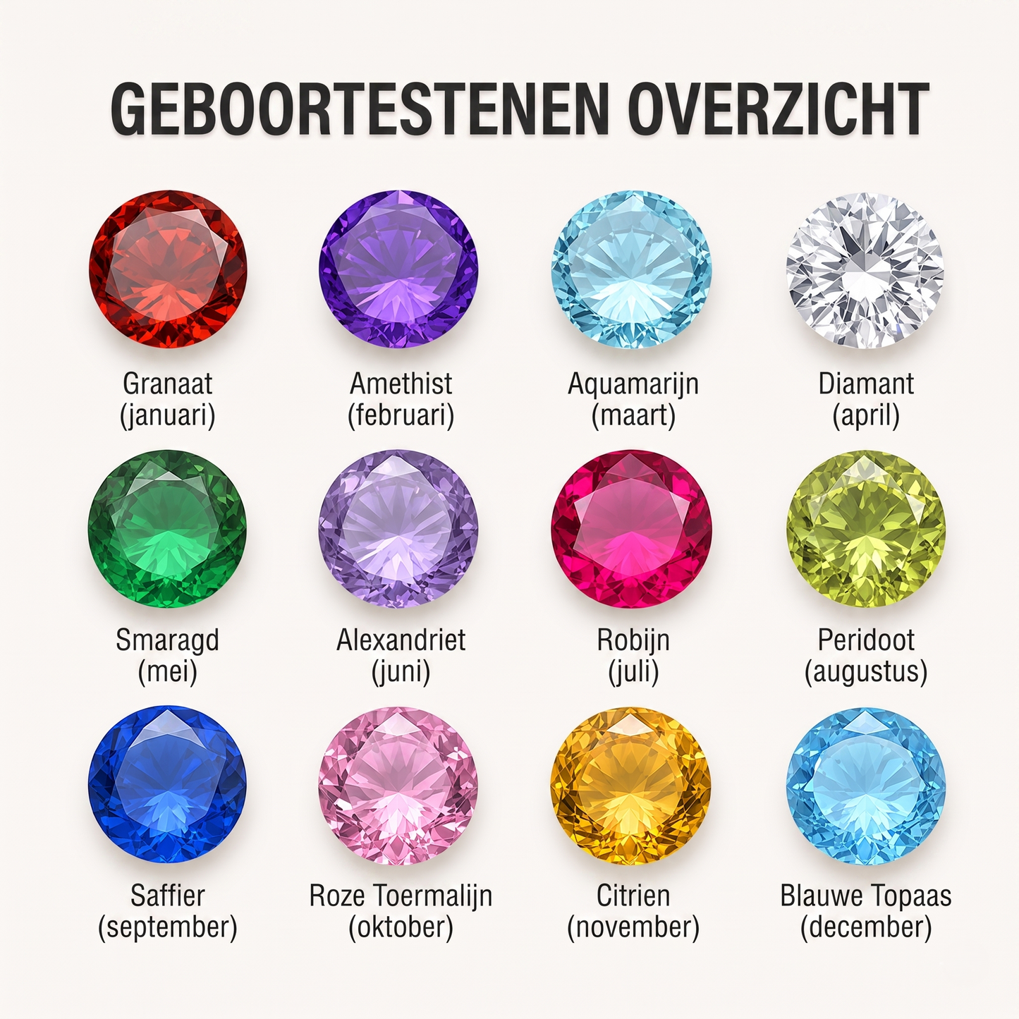Gepersonaliseerde geboortesteen-schakelarmband