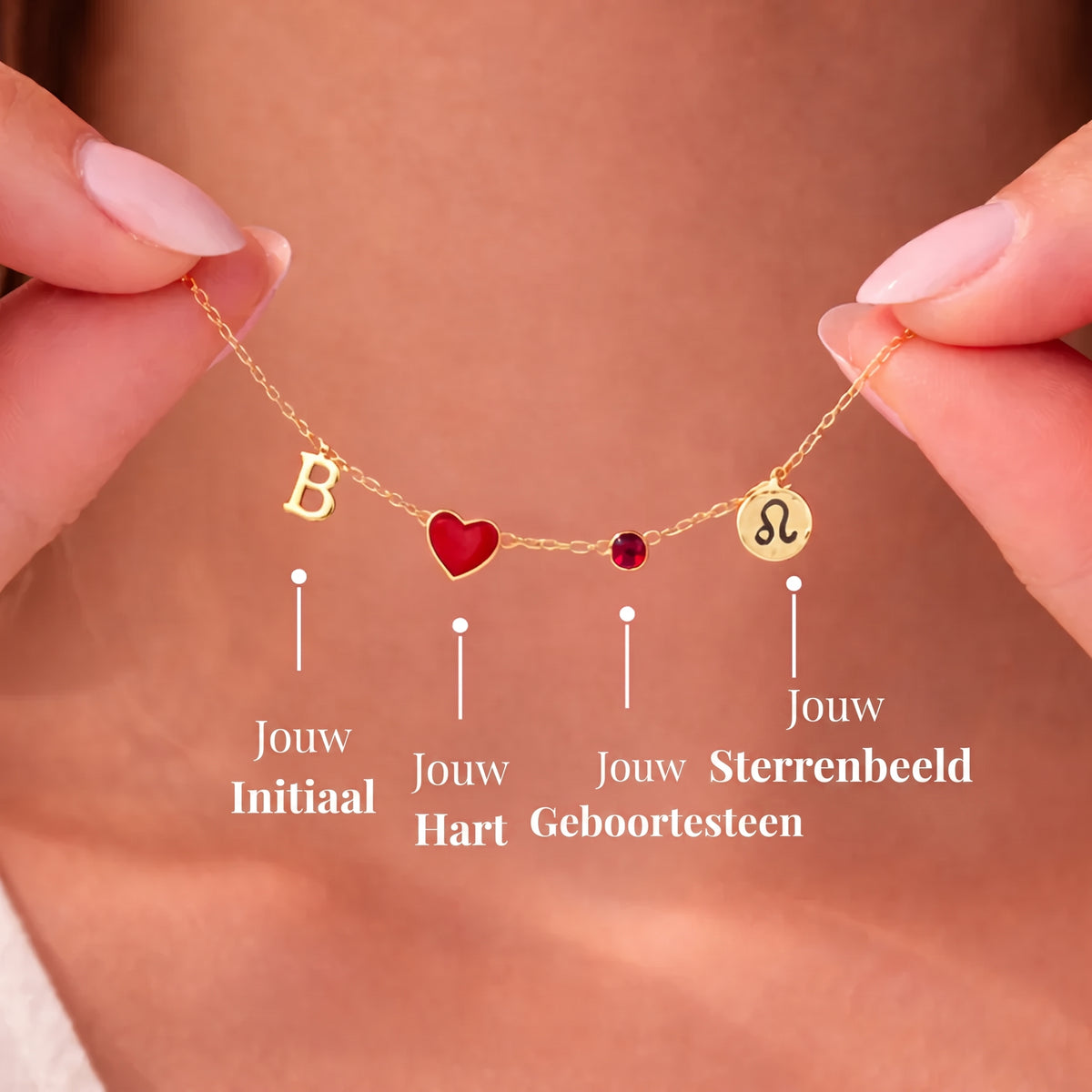 Initiaal Hartketting – Geboortesteen & Sterrenbeeld