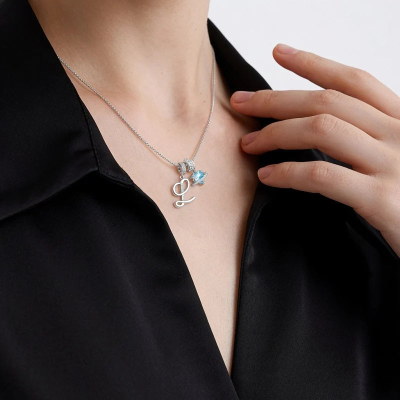 Hart Geboortesteen Ketting met Initiaal