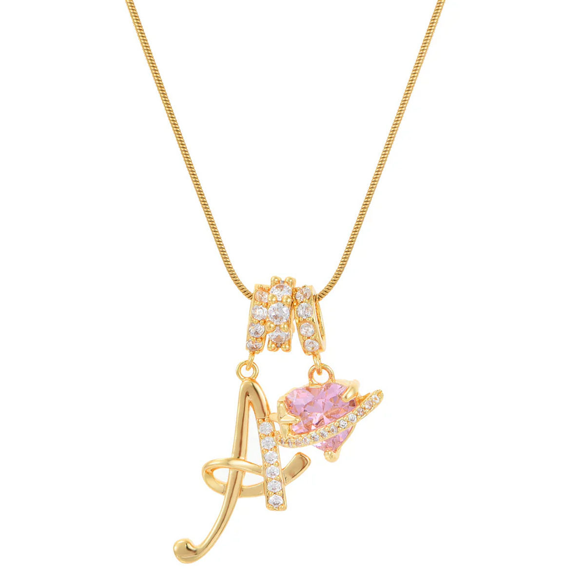 Hart Geboortesteen Ketting met Initiaal